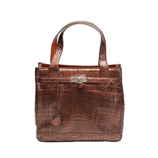 Crocodile CROCODILE Tote Bag
 Metallic Birkin-style Crocodile 3983 Brown [H]
 【second hand】 