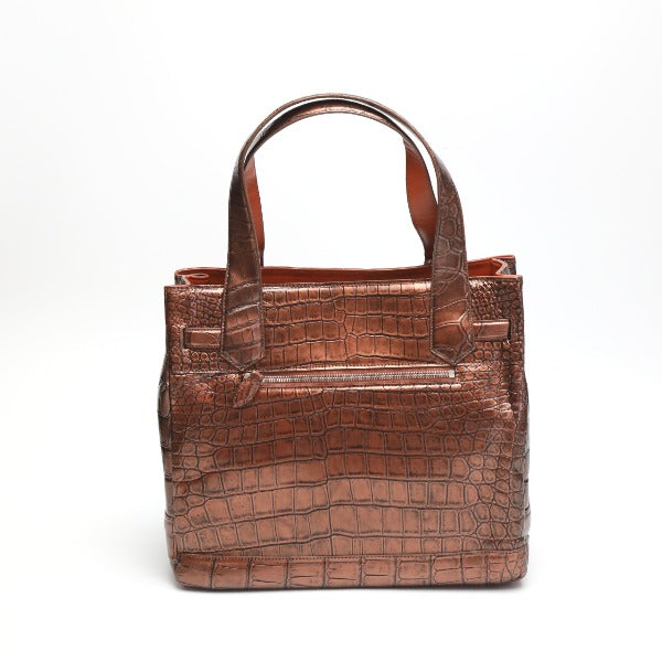 Crocodile CROCODILE Tote Bag
 Metallic Birkin-style Crocodile 3983 Brown [H]
 【second hand】 