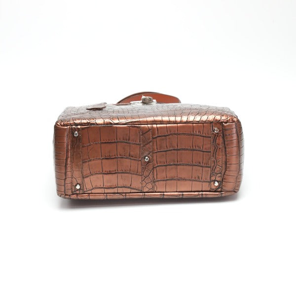 Crocodile CROCODILE Tote Bag
 Metallic Birkin-style Crocodile 3983 Brown [H]
 【second hand】 