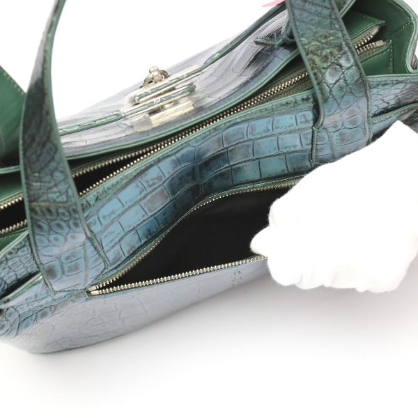 Crocodile handbag
 Birkin style metallic 3983 green [SS]
 【second hand】 