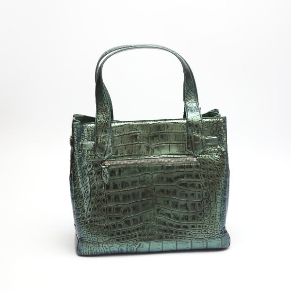 Crocodile handbag
 Birkin style metallic 3983 green [SS]
 【second hand】 