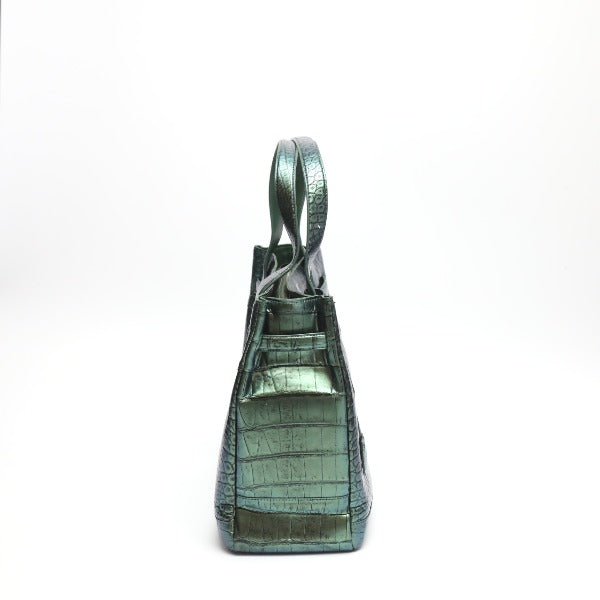 Crocodile handbag
 Birkin style metallic 3983 green [SS]
 【second hand】 