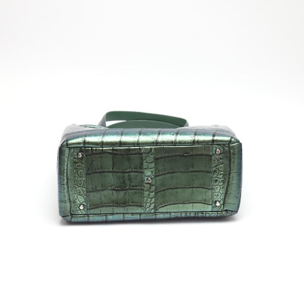 Crocodile handbag
 Birkin style metallic 3983 green [SS]
 【second hand】 