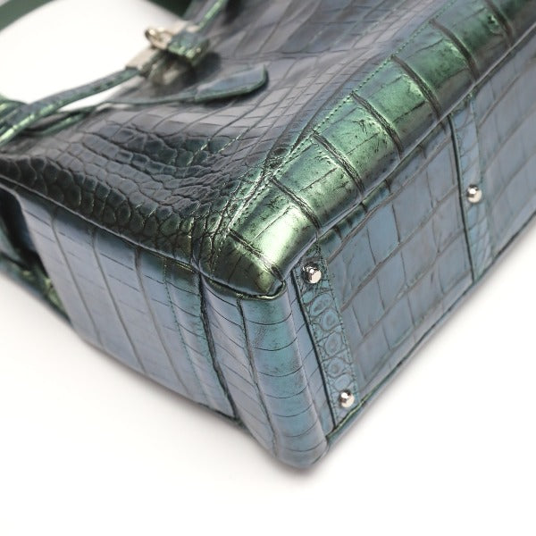 Crocodile handbag
 Birkin style metallic 3983 green [SS]
 【second hand】 