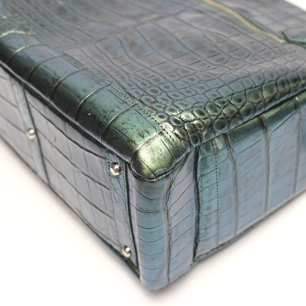 Crocodile handbag
 Birkin style metallic 3983 green [SS]
 【second hand】 