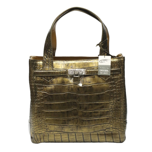 Crocodile CROCODILE Tote Bag
 Metallic Crocodile with Padlock Crocodile 3983 Gold [SS] 