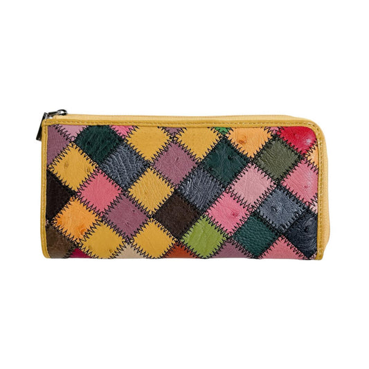 オーストリッチ ostrich 長財布
 L字ファスナー パッチワーク 訳あり オーストリッチ 2026 MULTI/YELLOW 【SS】
 【中古】
