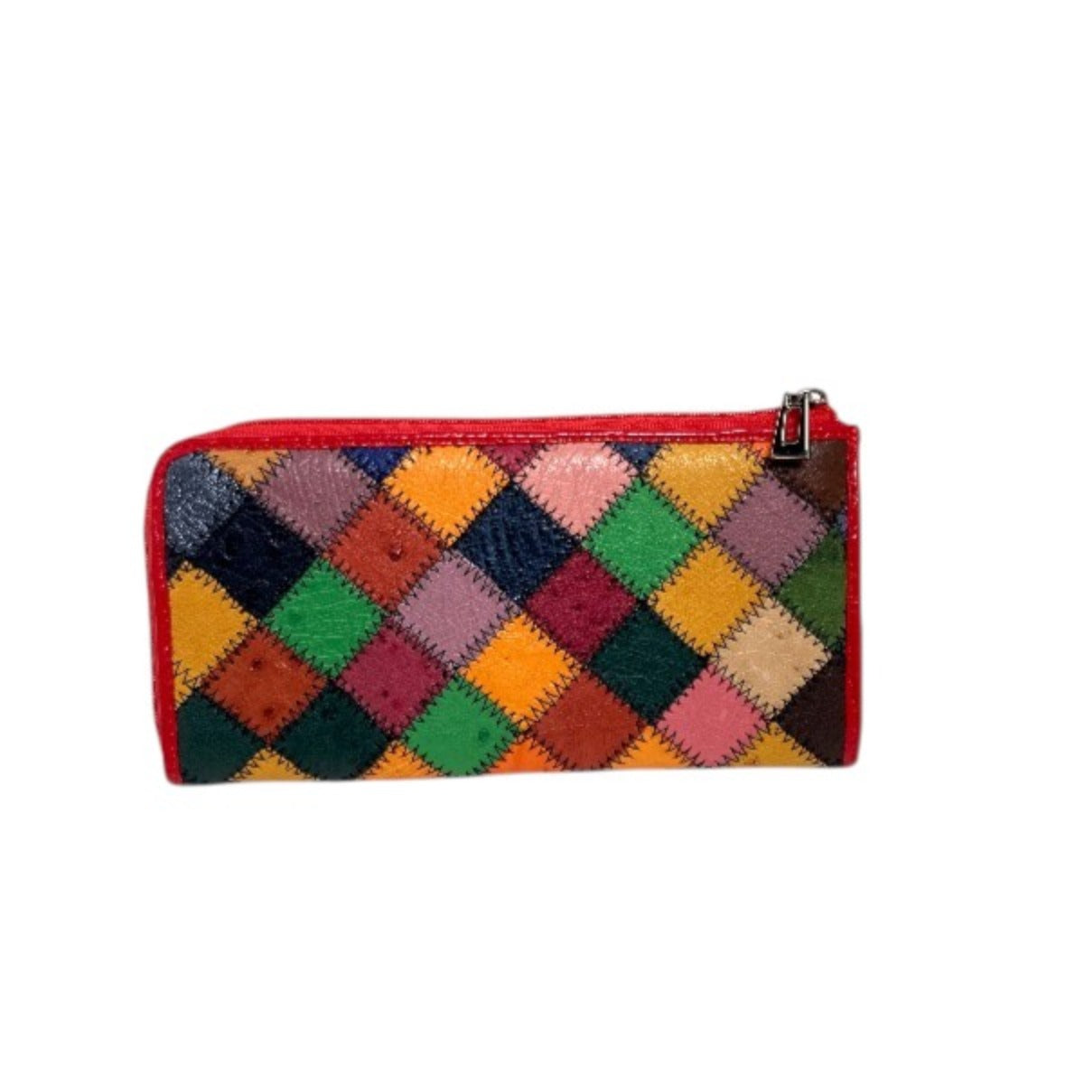 Ostrich long wallet
 L-shaped zipper long wallet patchwork lightweight Grimson Ostrich 2026 multicolor x red [SS] 