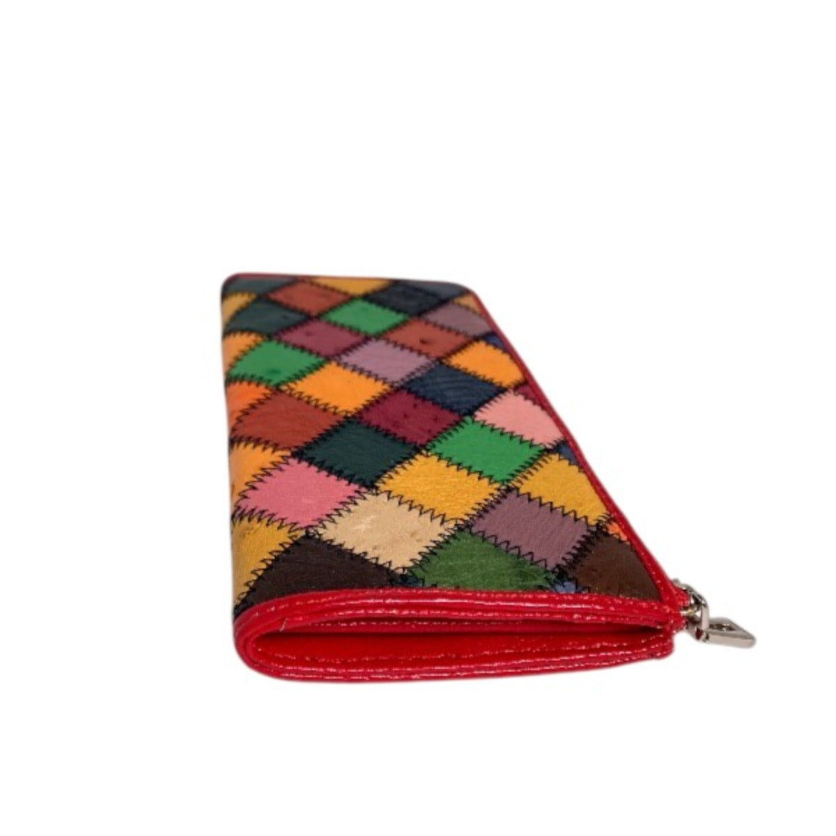 Ostrich long wallet
 L-shaped zipper long wallet patchwork lightweight Grimson Ostrich 2026 multicolor x red [SS] 