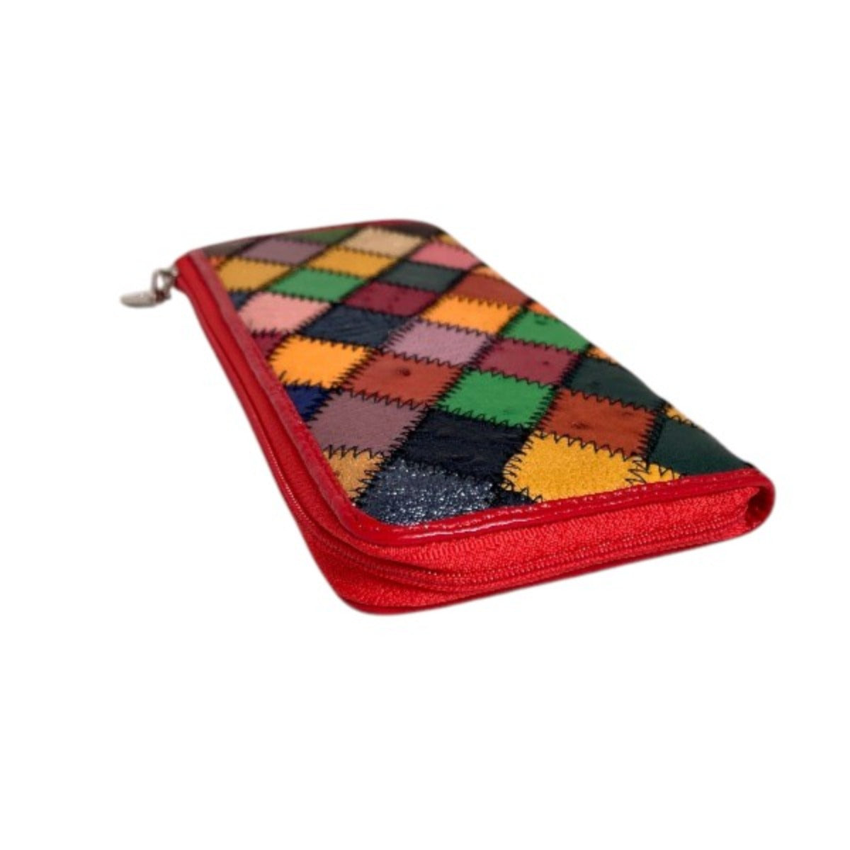 Ostrich long wallet
 L-shaped zipper long wallet patchwork lightweight Grimson Ostrich 2026 multicolor x red [SS] 