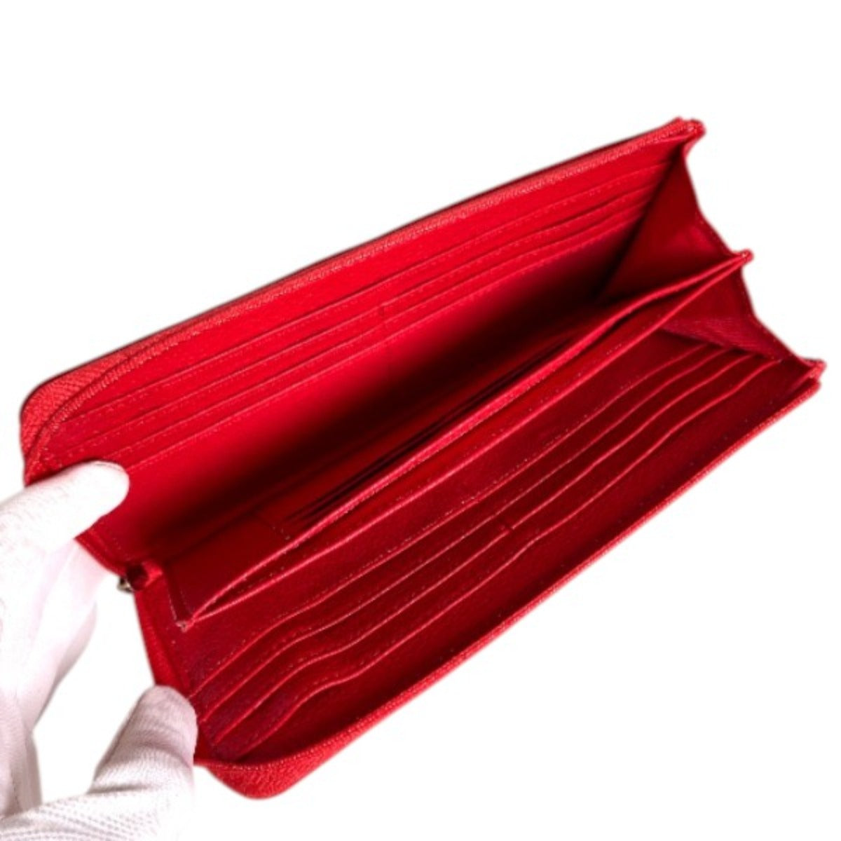 Ostrich long wallet
 L-shaped zipper long wallet patchwork lightweight Grimson Ostrich 2026 multicolor x red [SS] 