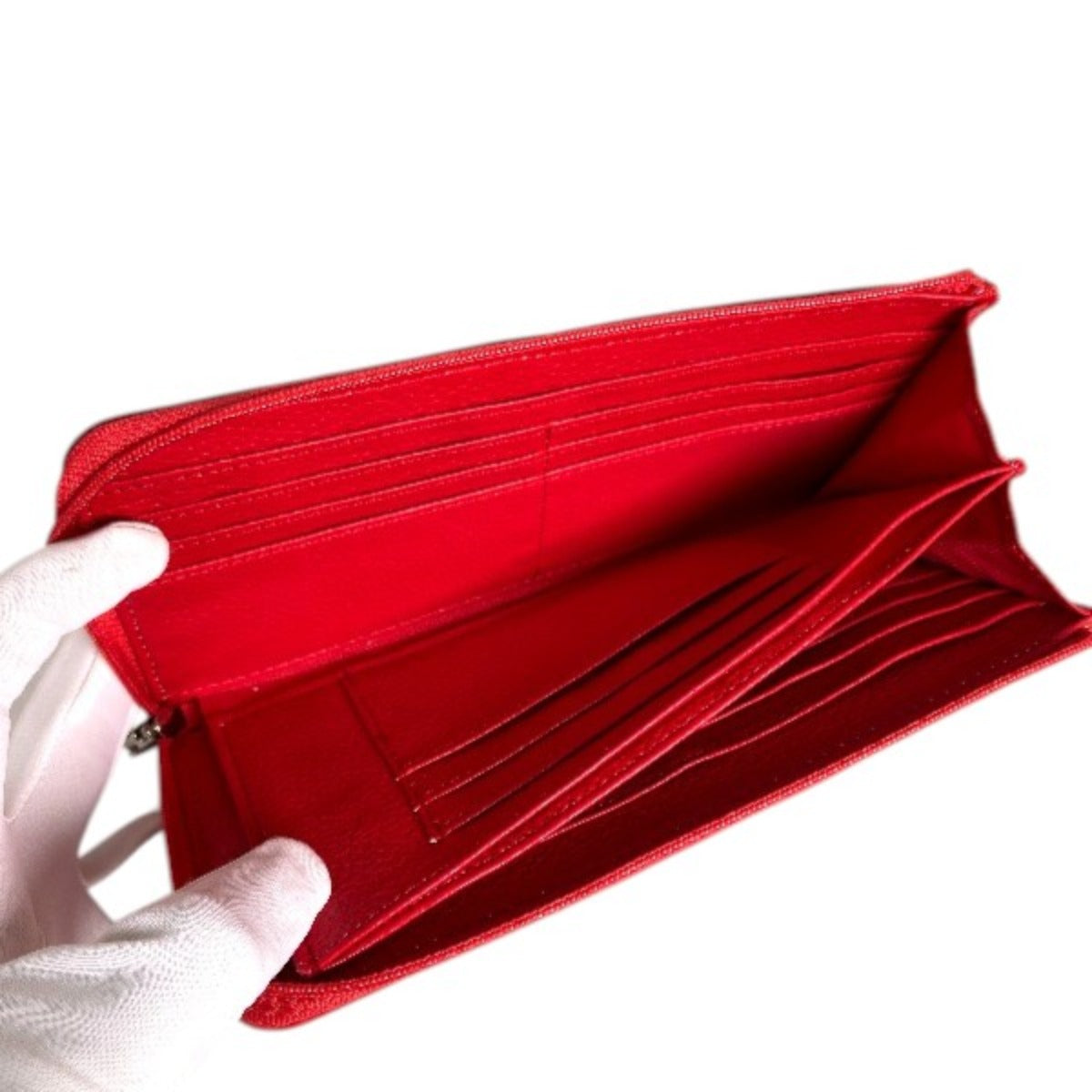 Ostrich long wallet
 L-shaped zipper long wallet patchwork lightweight Grimson Ostrich 2026 multicolor x red [SS] 