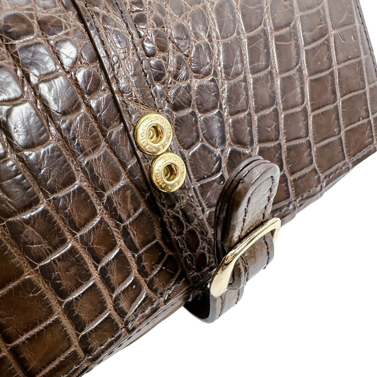 長財布
 かぶせタイプ クロコ マット クロコダイル 610 ダークブラウン 【SS】