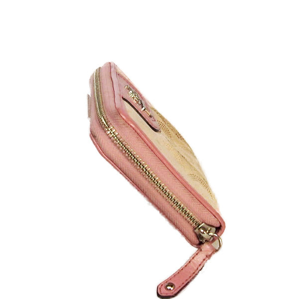 コーチ COACH 長財布
 ラウンドファスナー キャンバス 長財布 キャンバス ベージュ×ピンク 【SS】
 【中古】