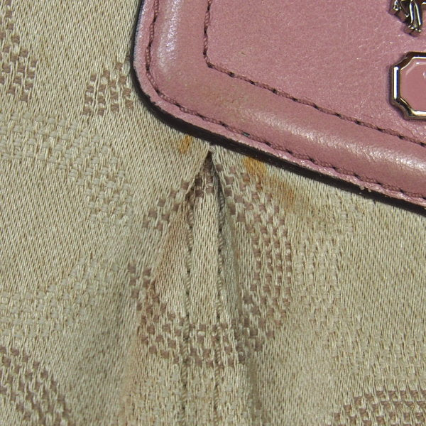 コーチ COACH 長財布
 ラウンドファスナー キャンバス 長財布 キャンバス ベージュ×ピンク 【SS】
 【中古】