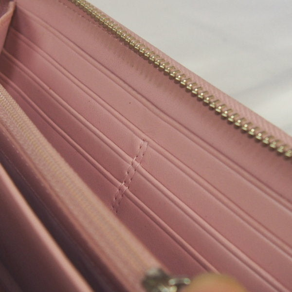 コーチ COACH 長財布
 ラウンドファスナー キャンバス 長財布 キャンバス ベージュ×ピンク 【SS】
 【中古】