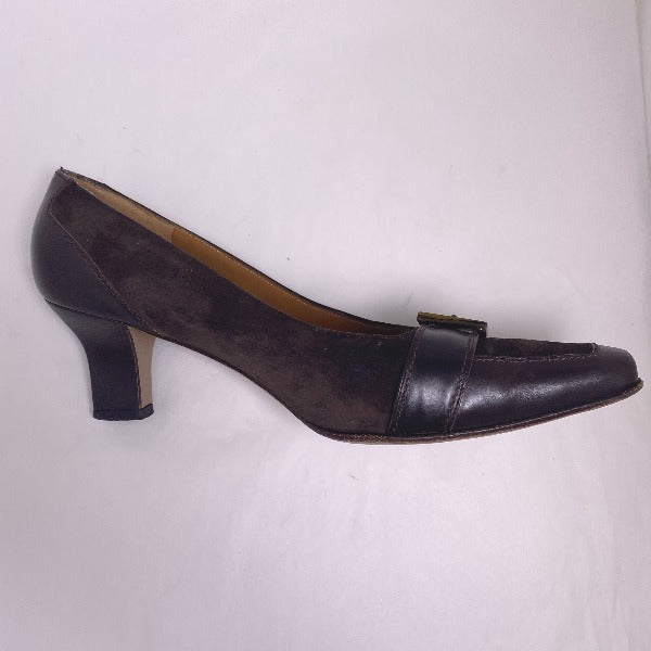 Salvatore Ferragamo Pumps
 7C Low Heel Pumps Short Boots Calf Brown [SS]
 【second hand】 