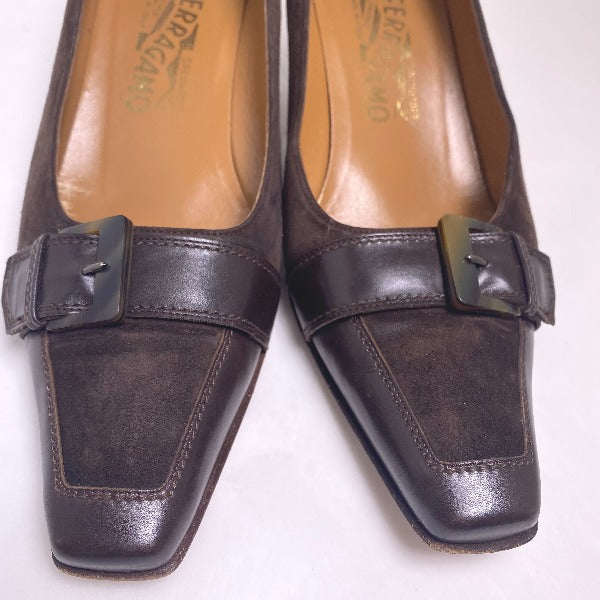 Salvatore Ferragamo Pumps
 7C Low Heel Pumps Short Boots Calf Brown [SS]
 【second hand】 