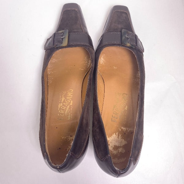 Salvatore Ferragamo Pumps
 7C Low Heel Pumps Short Boots Calf Brown [SS]
 【second hand】 