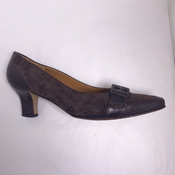 Salvatore Ferragamo Pumps
 7C Low Heel Pumps Short Boots Calf Brown [SS]
 【second hand】 