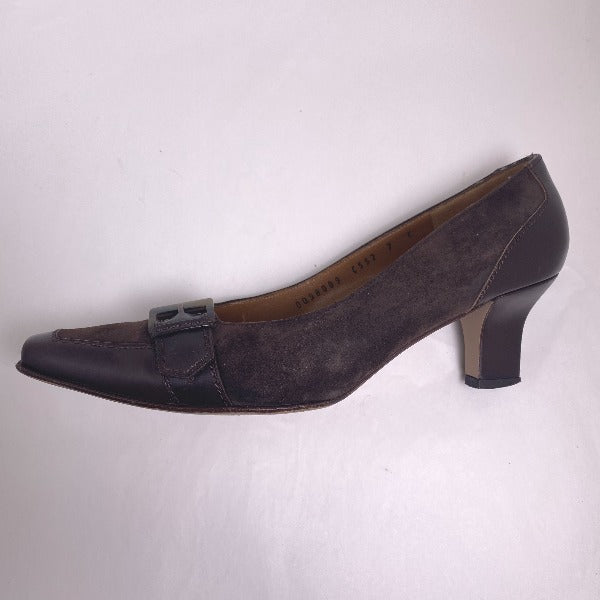 Salvatore Ferragamo Pumps
 7C Low Heel Pumps Short Boots Calf Brown [SS]
 【second hand】 