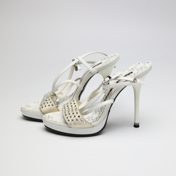 Sandals
 Stiletto heel with ankle strap, medium, white [SS]
 【second hand】 