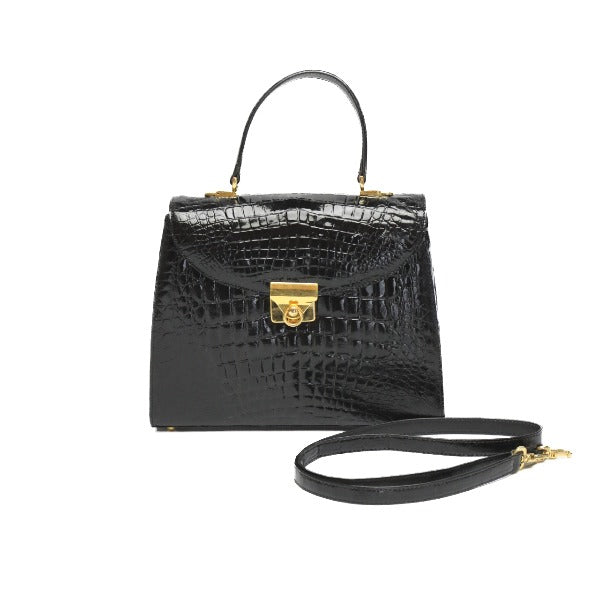 Crocodile handbag
 Shoulder bag with shoulder strap, 2-way, crocodile, black [SS]
 【second hand】 