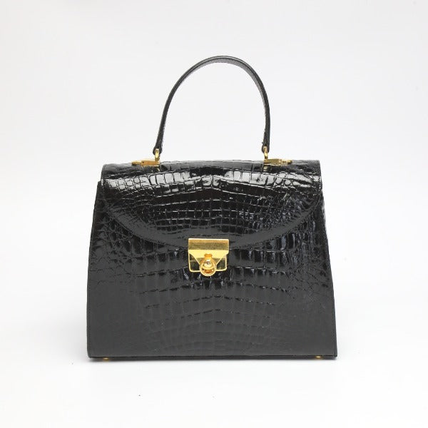 Crocodile handbag
 Shoulder bag with shoulder strap, 2-way, crocodile, black [SS]
 【second hand】 