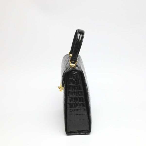 Crocodile handbag
 Shoulder bag with shoulder strap, 2-way, crocodile, black [SS]
 【second hand】 