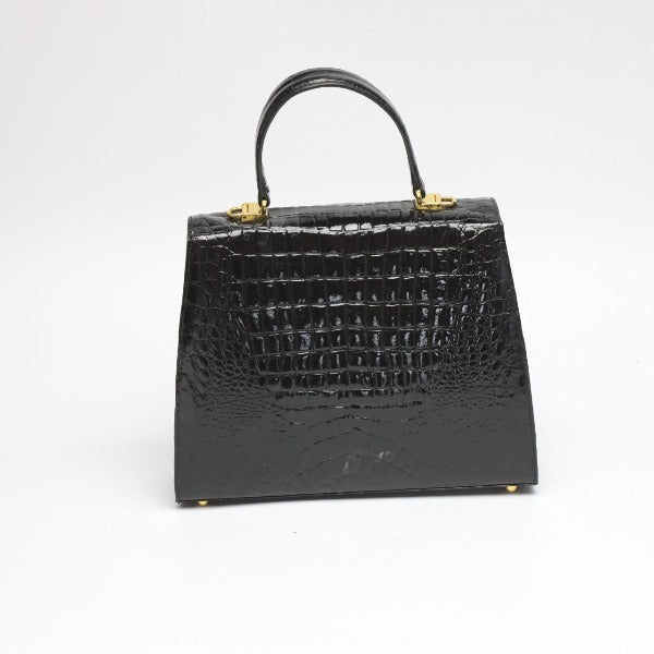 Crocodile handbag
 Shoulder bag with shoulder strap, 2-way, crocodile, black [SS]
 【second hand】 