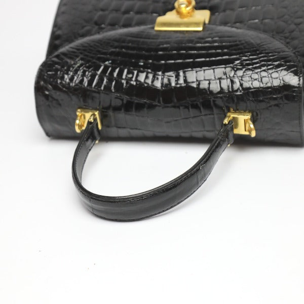 Crocodile handbag
 Shoulder bag with shoulder strap, 2-way, crocodile, black [SS]
 【second hand】 