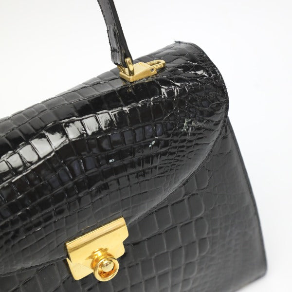 Crocodile handbag
 Shoulder bag with shoulder strap, 2-way, crocodile, black [SS]
 【second hand】 