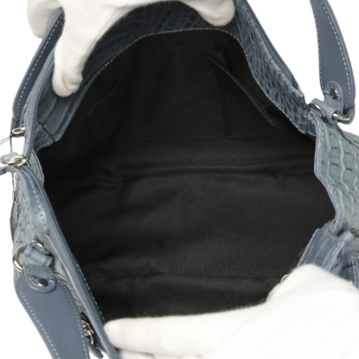 カイマン CAIMAN ハンドバッグ
 2WAYバッグ カイマン ソフト カイマン JNK-3163 ライトスカイブルー 【SS】
 【中古】