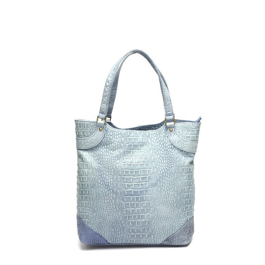 CAIMAN Shoulder Bag
 Tote Bag Caiman Embossed Cowhide Calf CK-1106 Sky Blue [H]
 【second hand】 