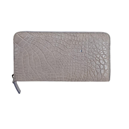 クロコダイル CROCODILE 長財布
 ラウンドファスナー 小銭入付き クロコダイル LB-5011 ライトスチールブルー 【SS】
 【中古】