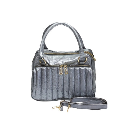 オーストリッチ ostrich ショルダーバッグ
 2WAY トリプルファスナー パール加工 ソフト オーストリッチ SB4120 スチールブルー 【SS】