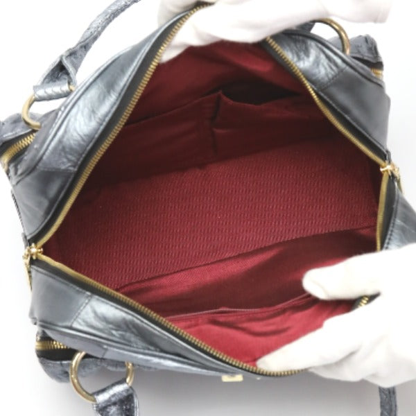 オーストリッチ ostrich ショルダーバッグ
 2WAY トリプルファスナー パール加工 ソフト オーストリッチ SB4120 スチールブルー 【SS】