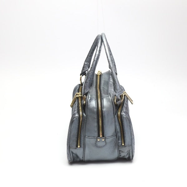 オーストリッチ ostrich ショルダーバッグ
 2WAY トリプルファスナー パール加工 ソフト オーストリッチ SB4120 スチールブルー 【SS】