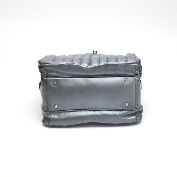 オーストリッチ ostrich ショルダーバッグ
 2WAY トリプルファスナー パール加工 ソフト オーストリッチ SB4120 スチールブルー 【SS】