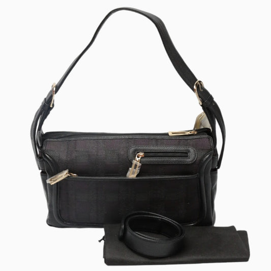 オーストリッチ ostrich ショルダーバッグ
 ホースヘアー インディゴ チェック柄 オーストリッチ SB4314 ブラック 【H】
 【中古】