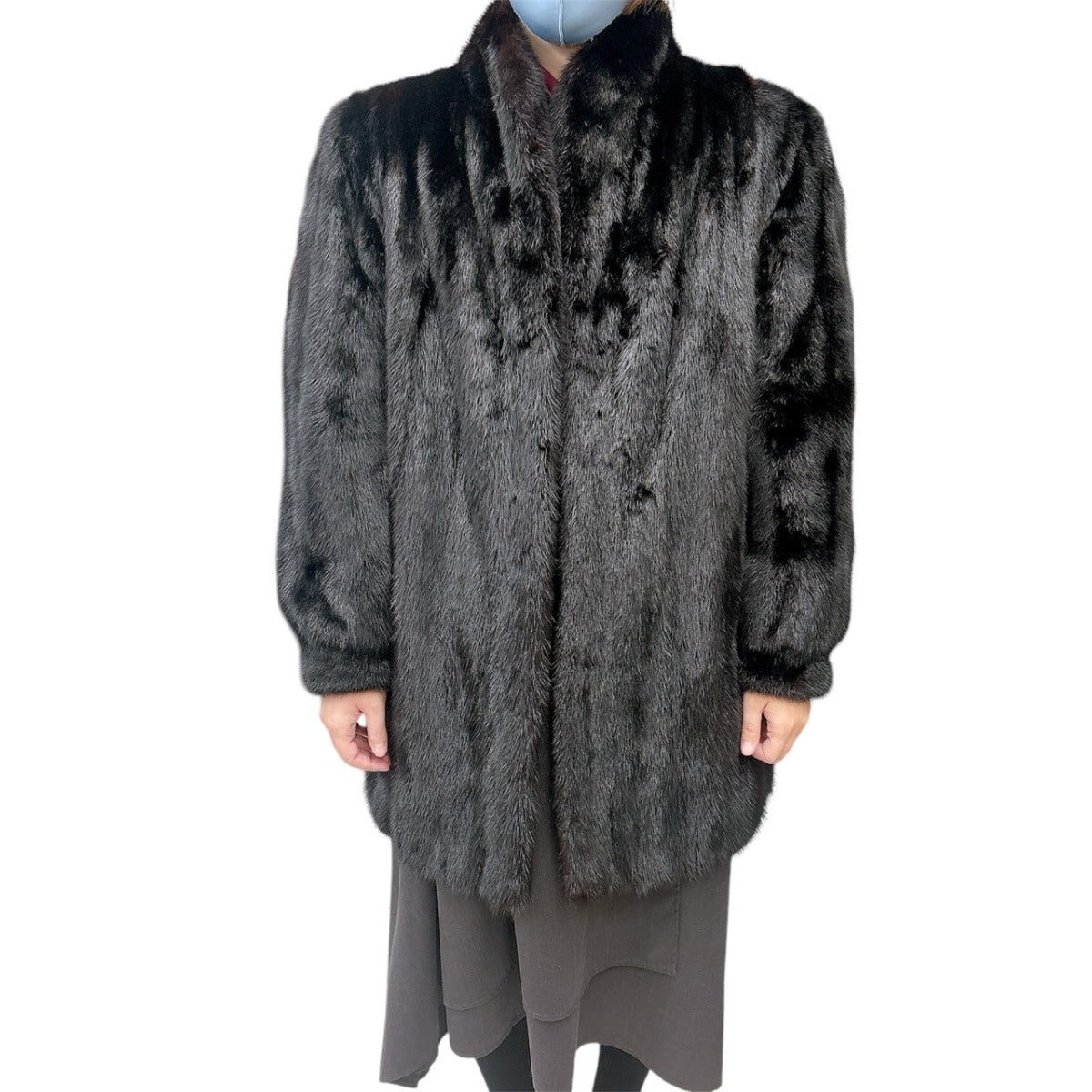 SAGA MINK fur
 Fur Coat Superb Quality Ranched Mink GUARANTEE OF QUALITY Black [H]
 【second hand】 