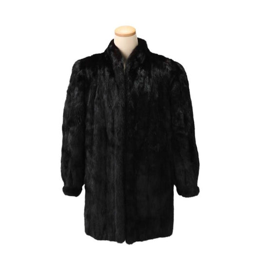 SAGA MINK fur
 Fur Coat Superb Quality Ranched Mink GUARANTEE OF QUALITY Black [H]
 【second hand】 