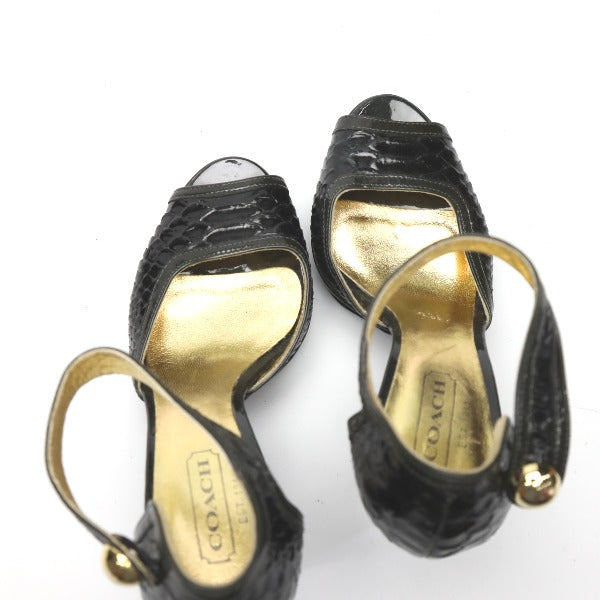 COACH Sandals
 Ankle strap sandals, cone heel, Not specified, Black, [SS]
 【second hand】 