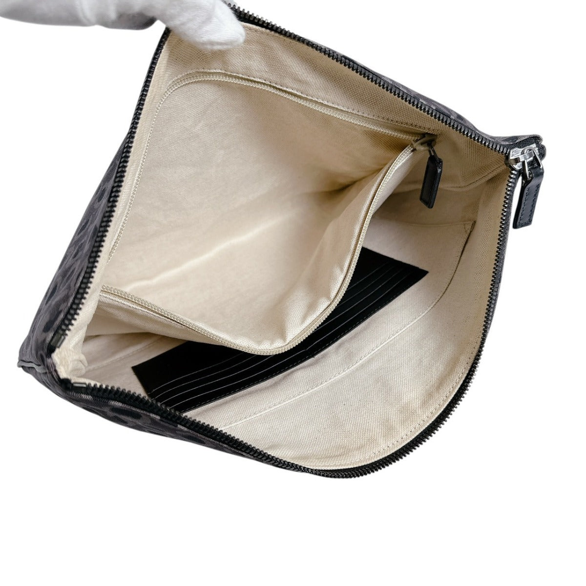 グッチ GUCCI クラッチバッグ
 セカンドバッグ クラッチバッグ レオパードプリント キャンバス 3533473 グレー 【SS】
 【中古】