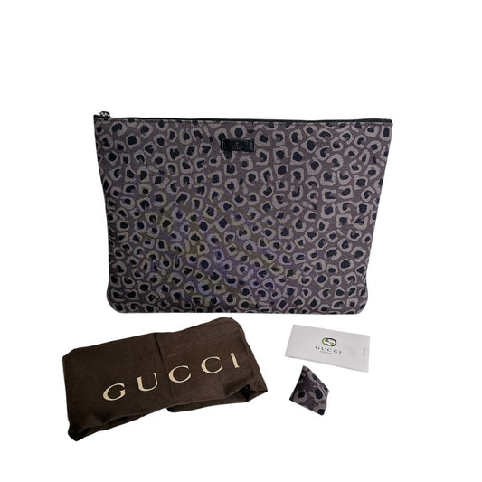 グッチ GUCCI クラッチバッグ
 セカンドバッグ クラッチバッグ レオパードプリント キャンバス 3533473 グレー 【SS】
 【中古】