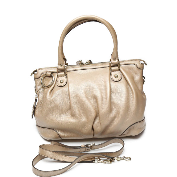 グッチ GUCCI ハンドバッグ
 2WAYバッグ WG レザー ショルダーストラップ付き 斜め掛け レザー 247902 スモーキーピンク 【SS】
 【中古】
