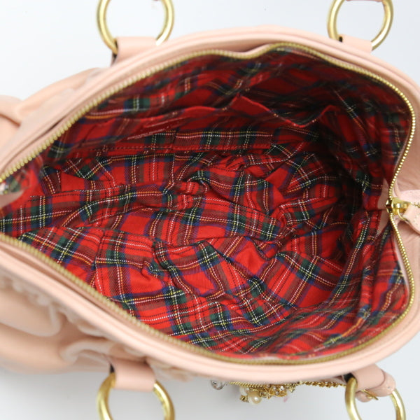 サマンサタバサ Samantha Thavasa ショルダーバッグ
 ハンドバッグ チャーム付き ピンク 【SS】
 【中古】