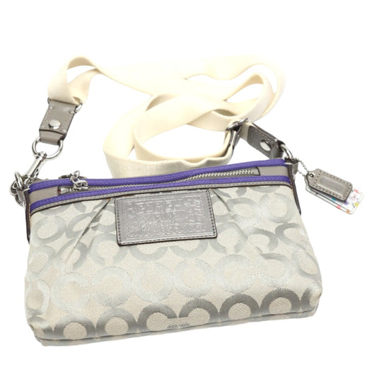 コーチ COACH ショルダーバッグ
 スウィングバッグ  斜めかけ ポピー レザー 43287 グレー×パープル 【SS】
 【中古】