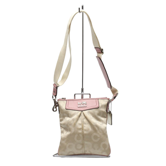 コーチ COACH ショルダーバッグ
 スイング マディソンドットオプアート 斜めかけ レザー 44394 ベージュ×ピンク 【SS】
 【中古】