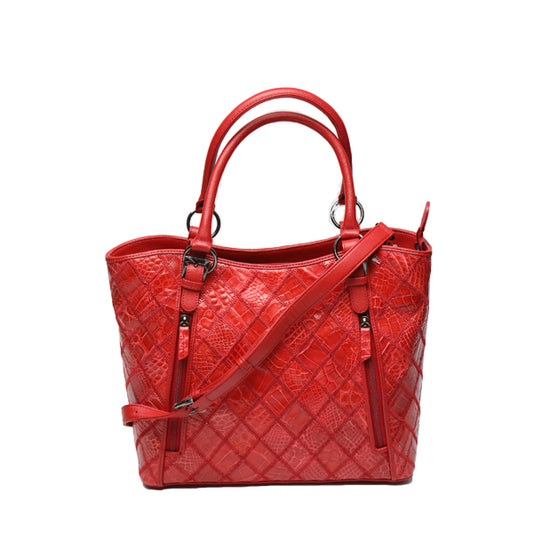カイマンクロコダイル CAIMAN CROCODILE ショルダーバッグ
 2WAY クロコダイル ハンドバッグ クロコダイル LB7003 レッド 【H】